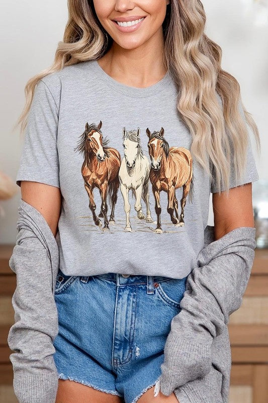 Three Horses Western Graphic Tee