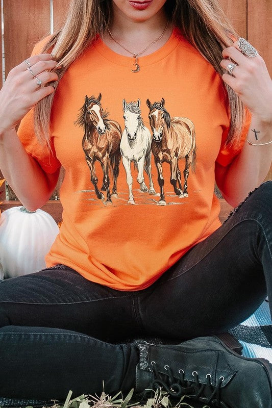 Three Horses Western Graphic Tee