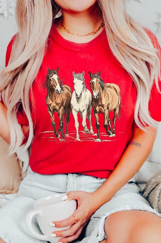 Three Horses Western Graphic Tee