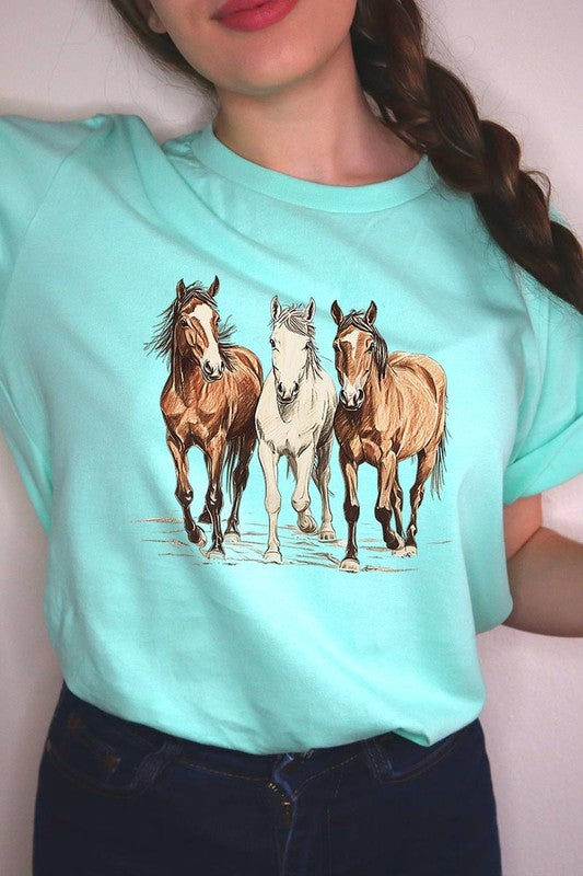 Three Horses Western Graphic Tee