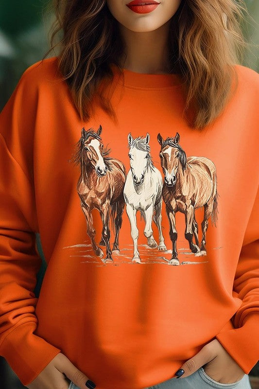 Three Horses Western Graphic Sweatshirt